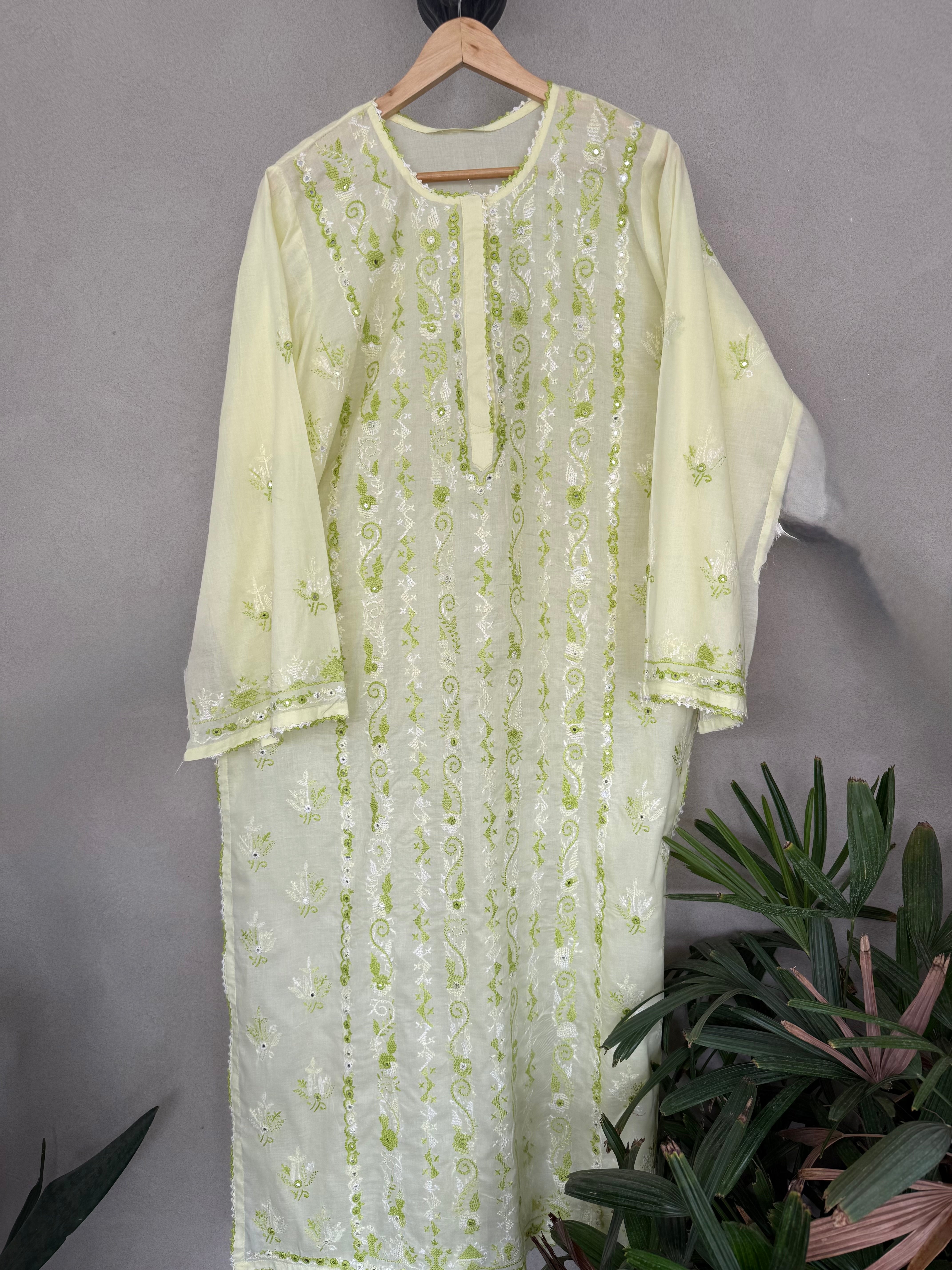 Yellow and green embroidery