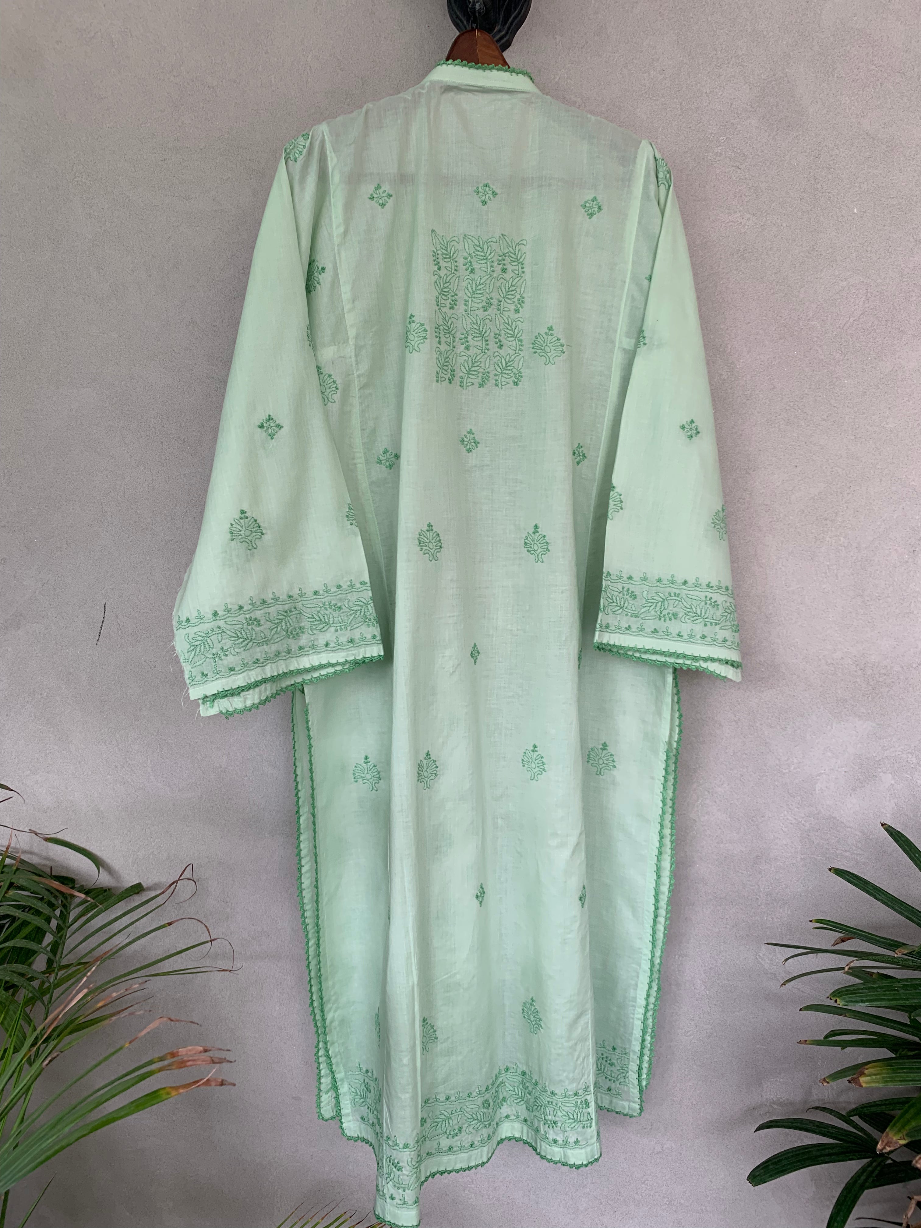 Mint green hand embroidered kurta