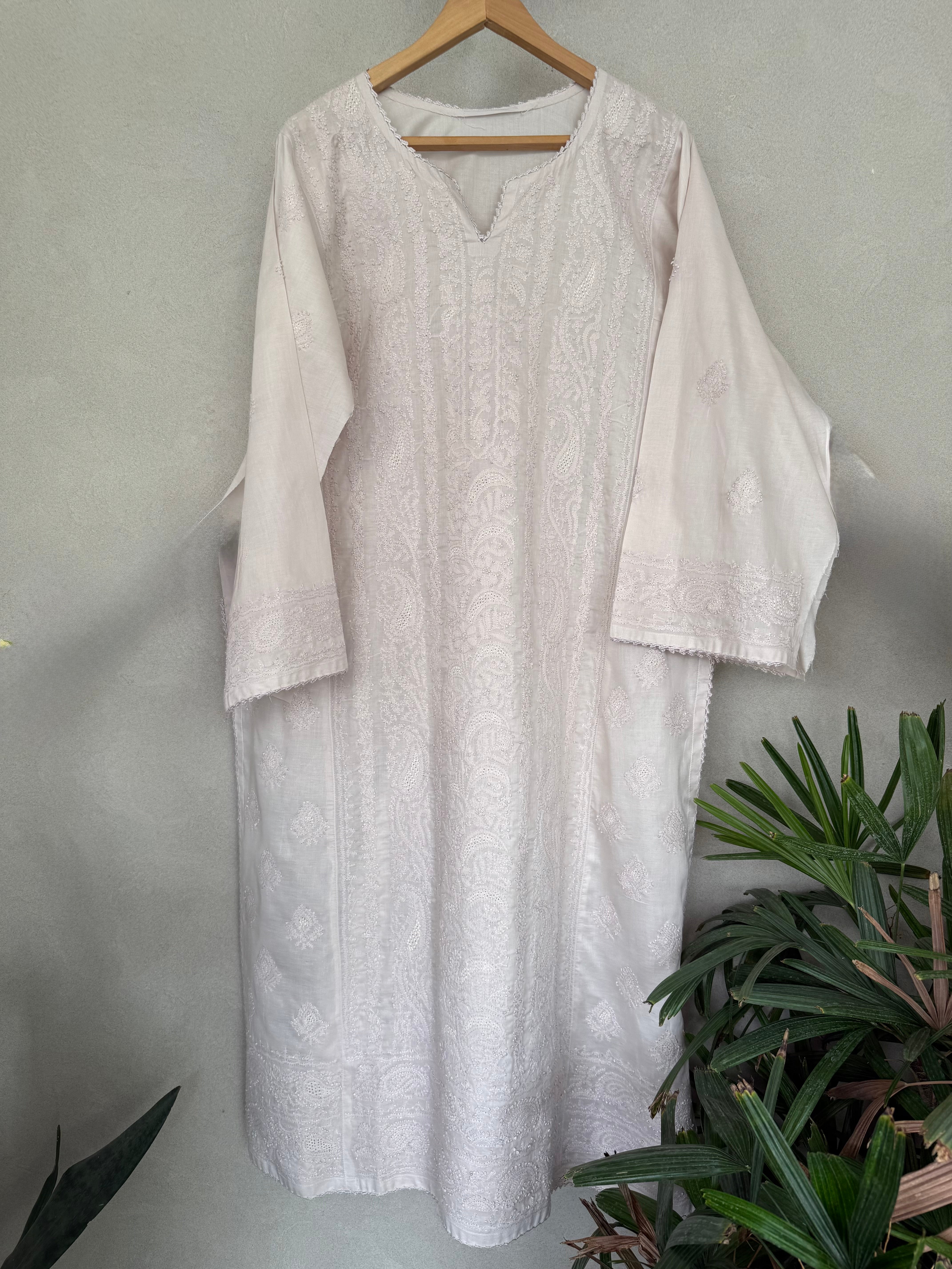 Powder pink embroidered kurta