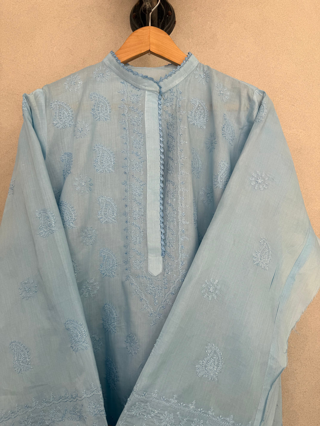 Blue hand embroidered kurta