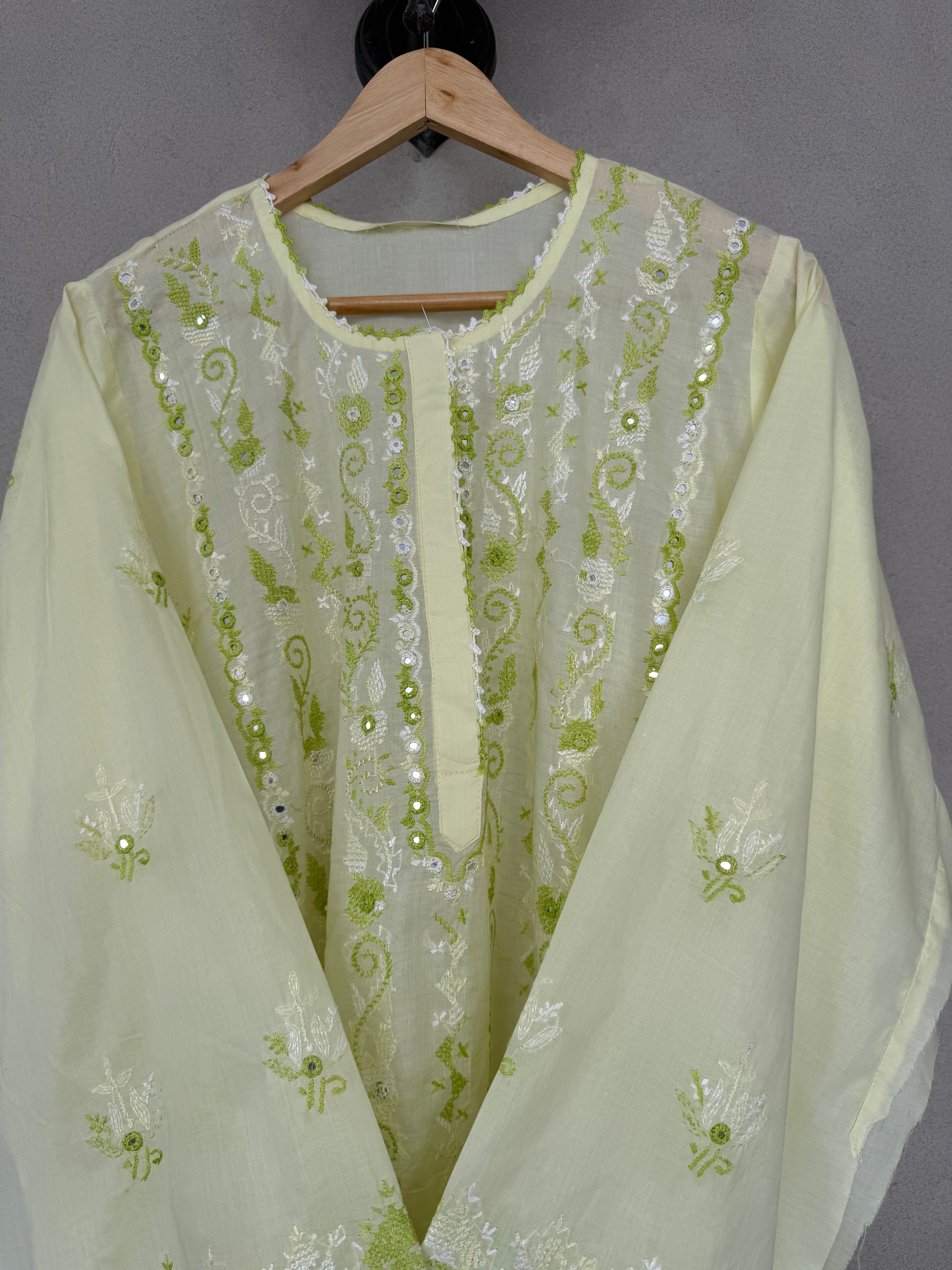Yellow and green embroidery