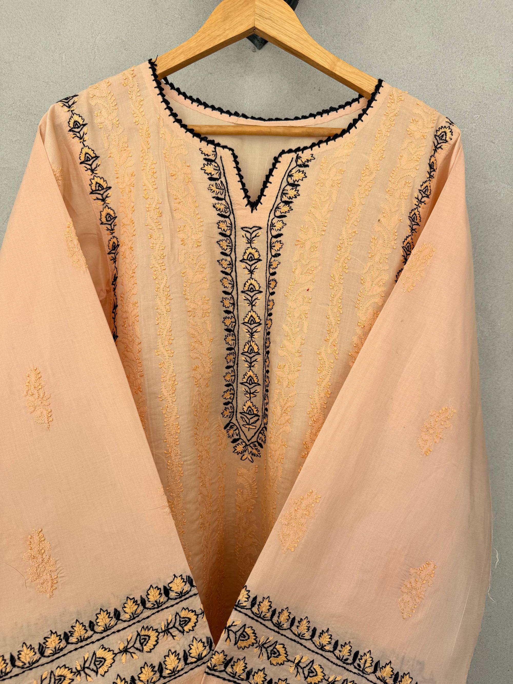 Peach & Black kashmiri embroidery