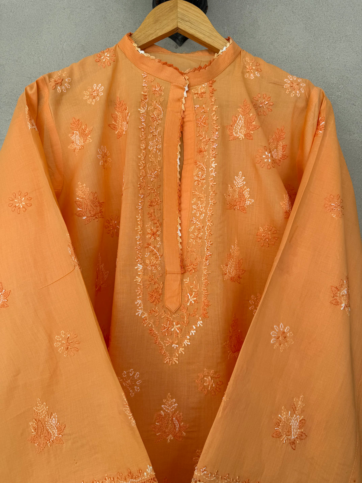 Orange Tarkashi Hand Embroidered kurta