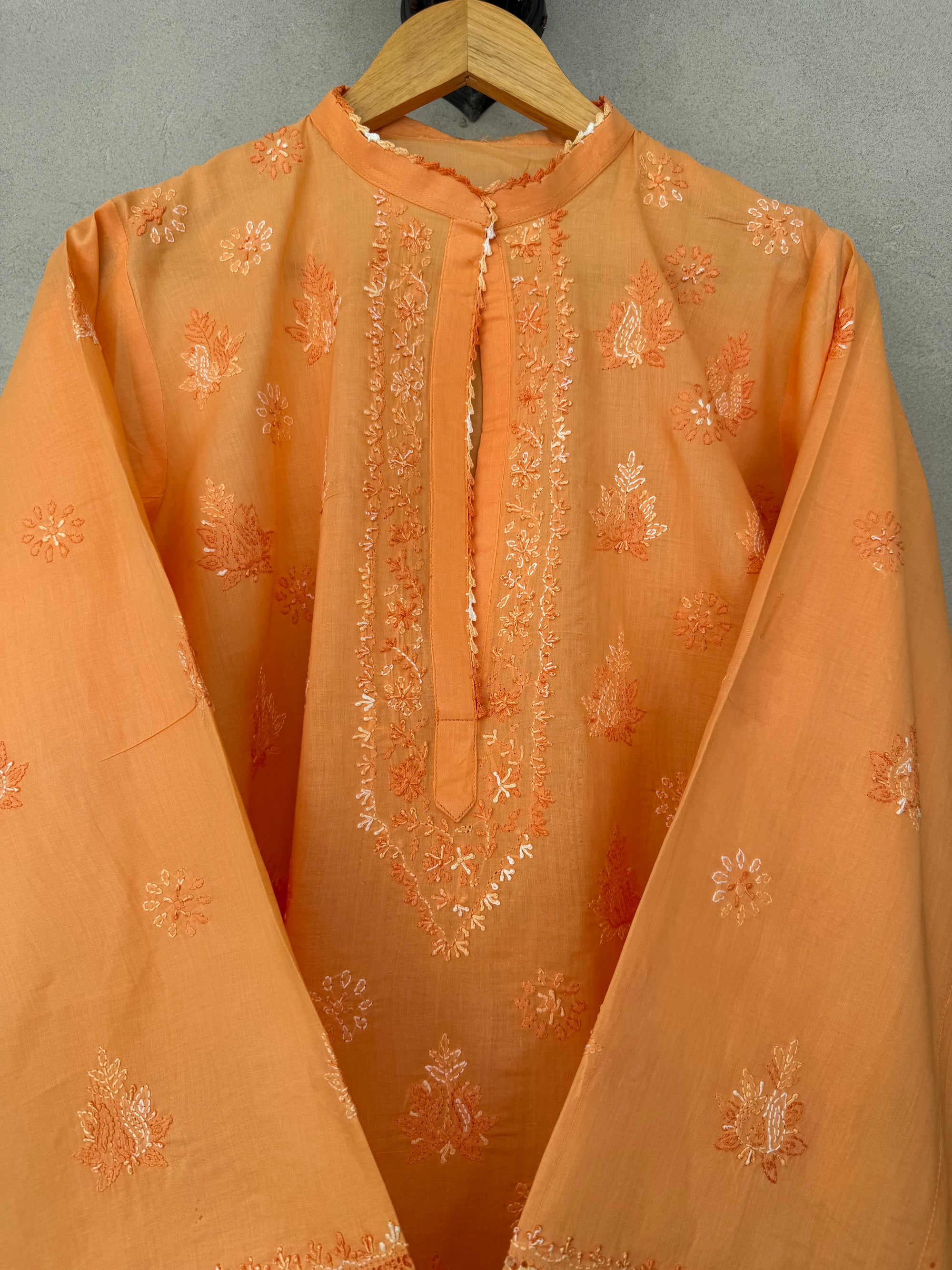 Orange Tarkashi Hand Embroidered kurta