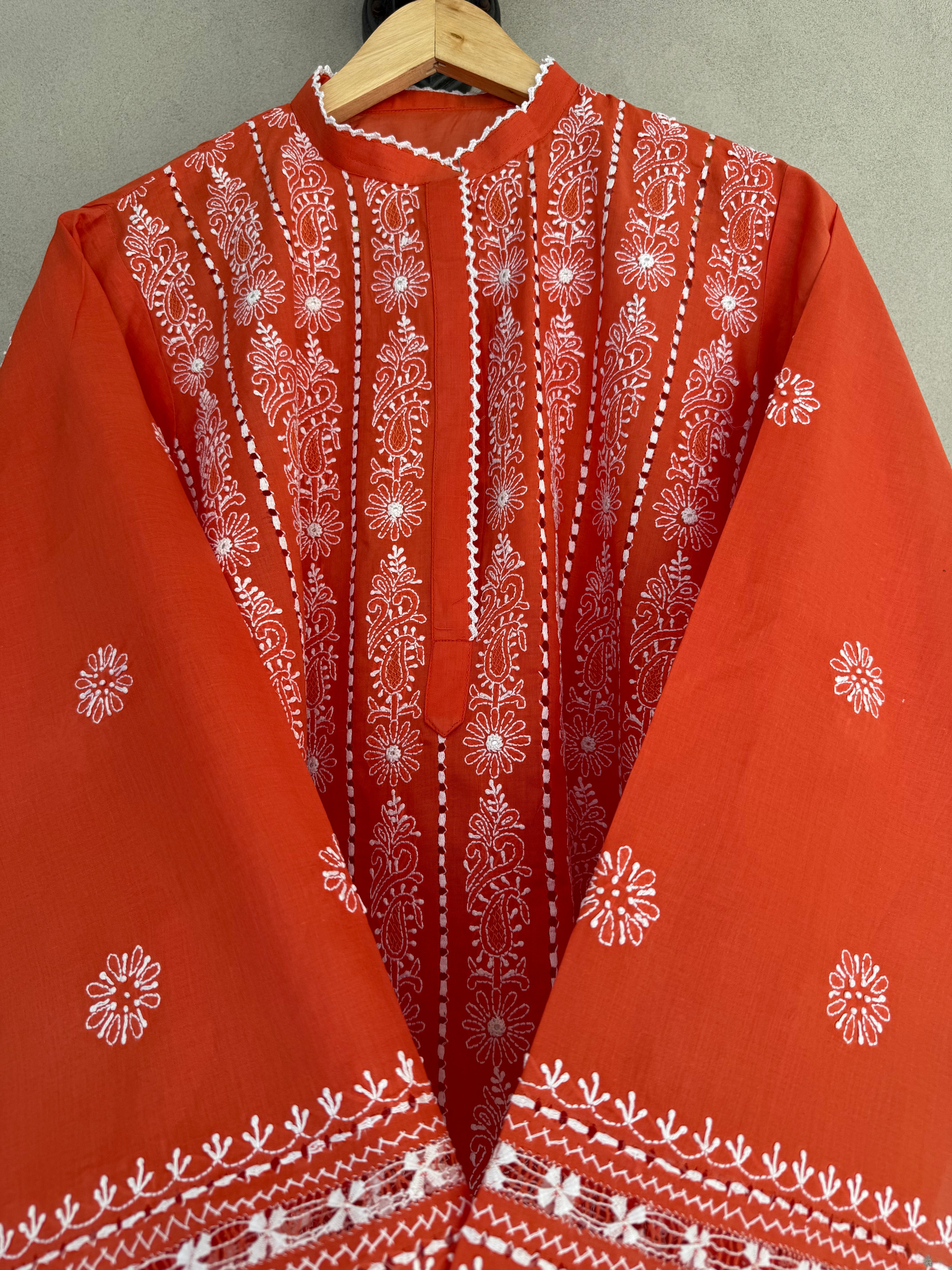 Orange and White Tarkashi
