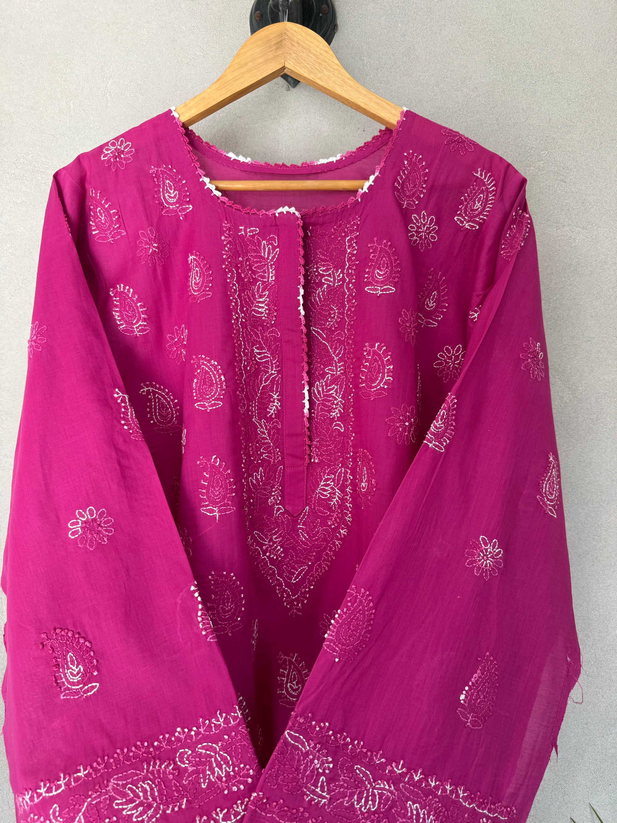 Magenta Hand Embroidered Kurta