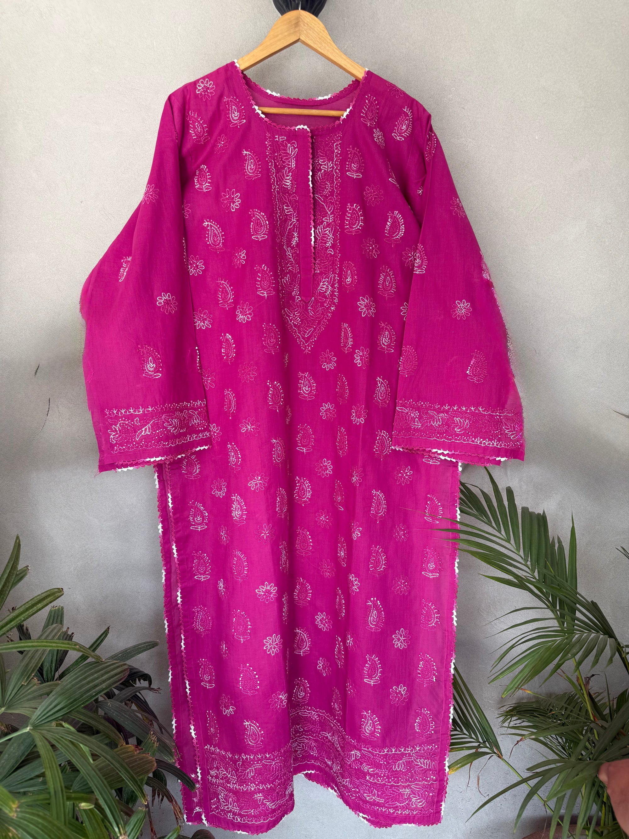 Magenta Hand Embroidered Kurta