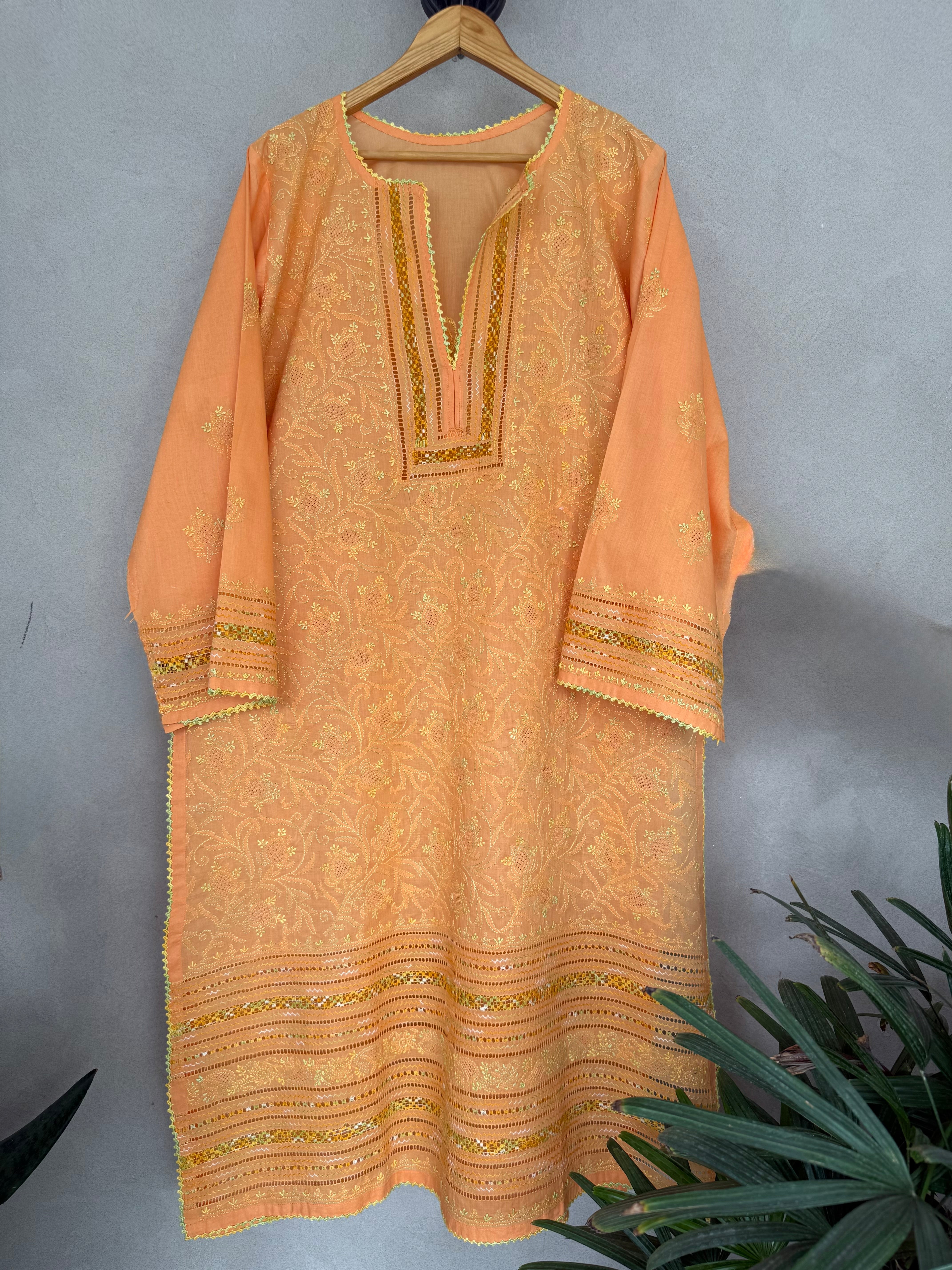Orange Tarkashi kurta