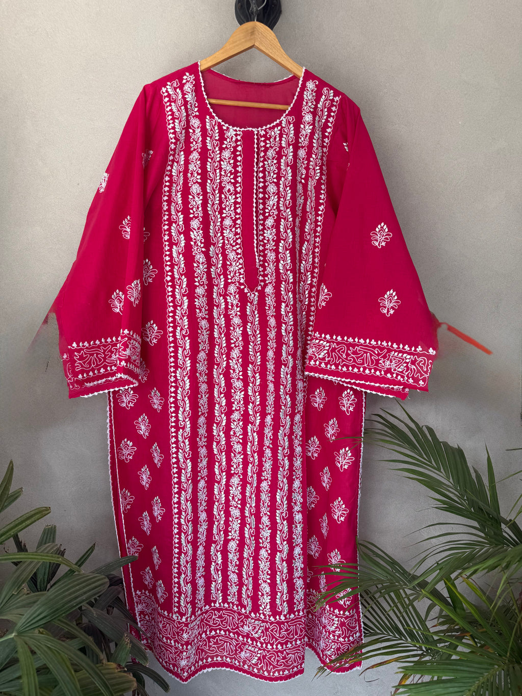 Reddish pink gota kurta