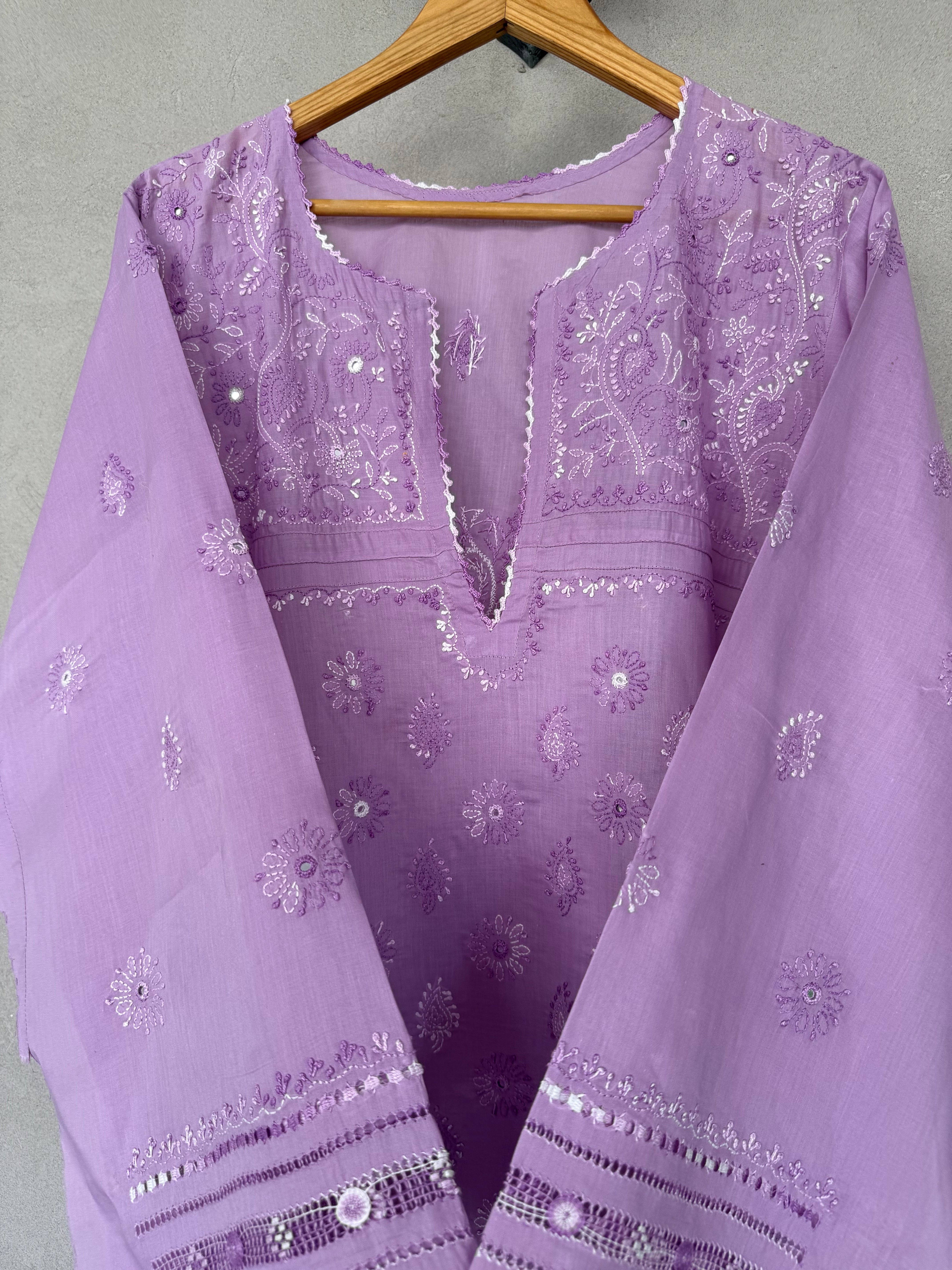 Purple and white tarkashi Kurta
