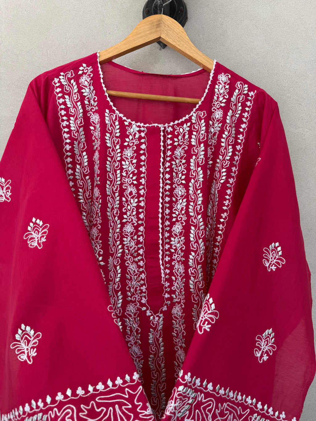Reddish pink gota kurta