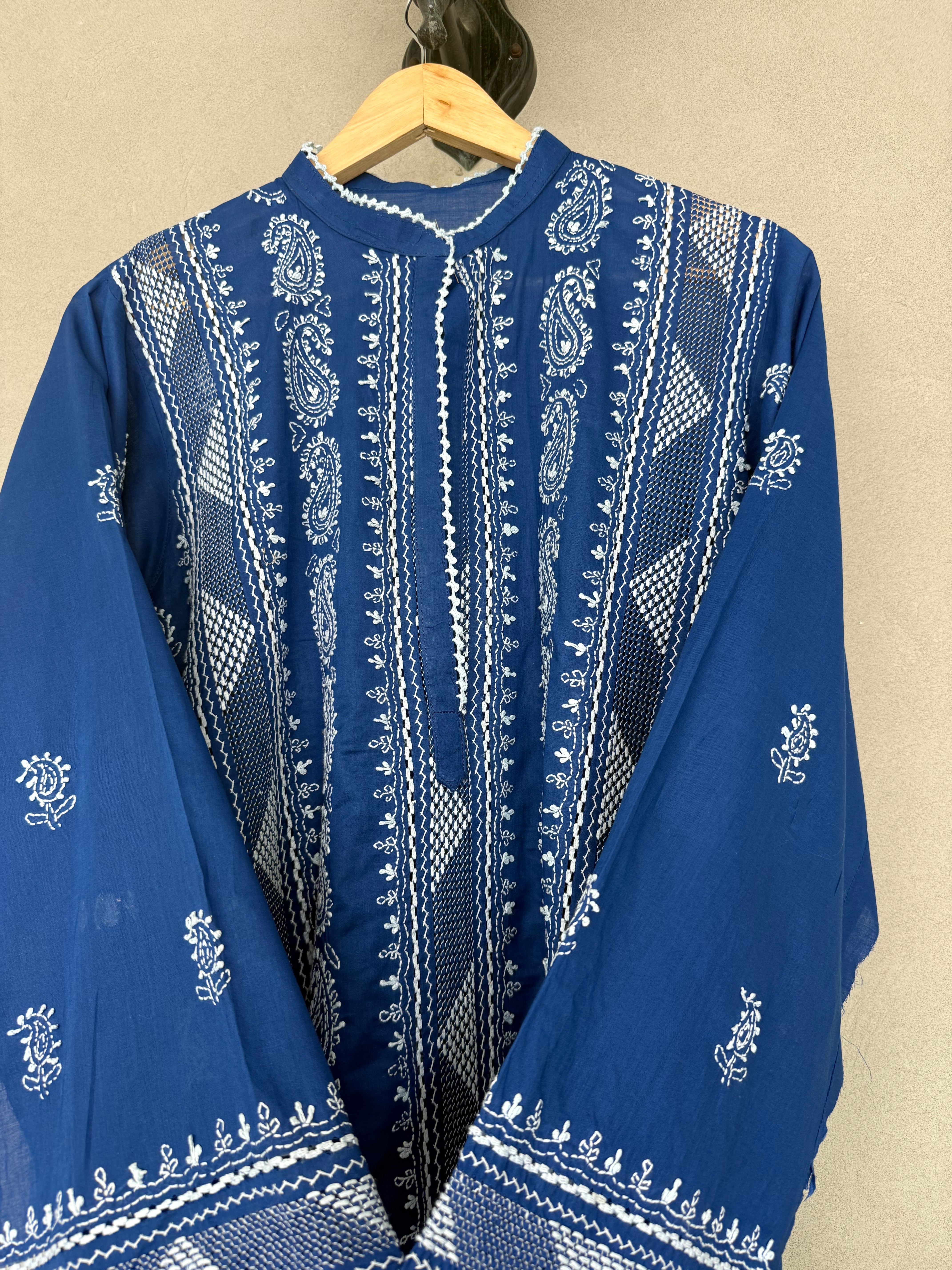 Dark blue tarkashi kurta