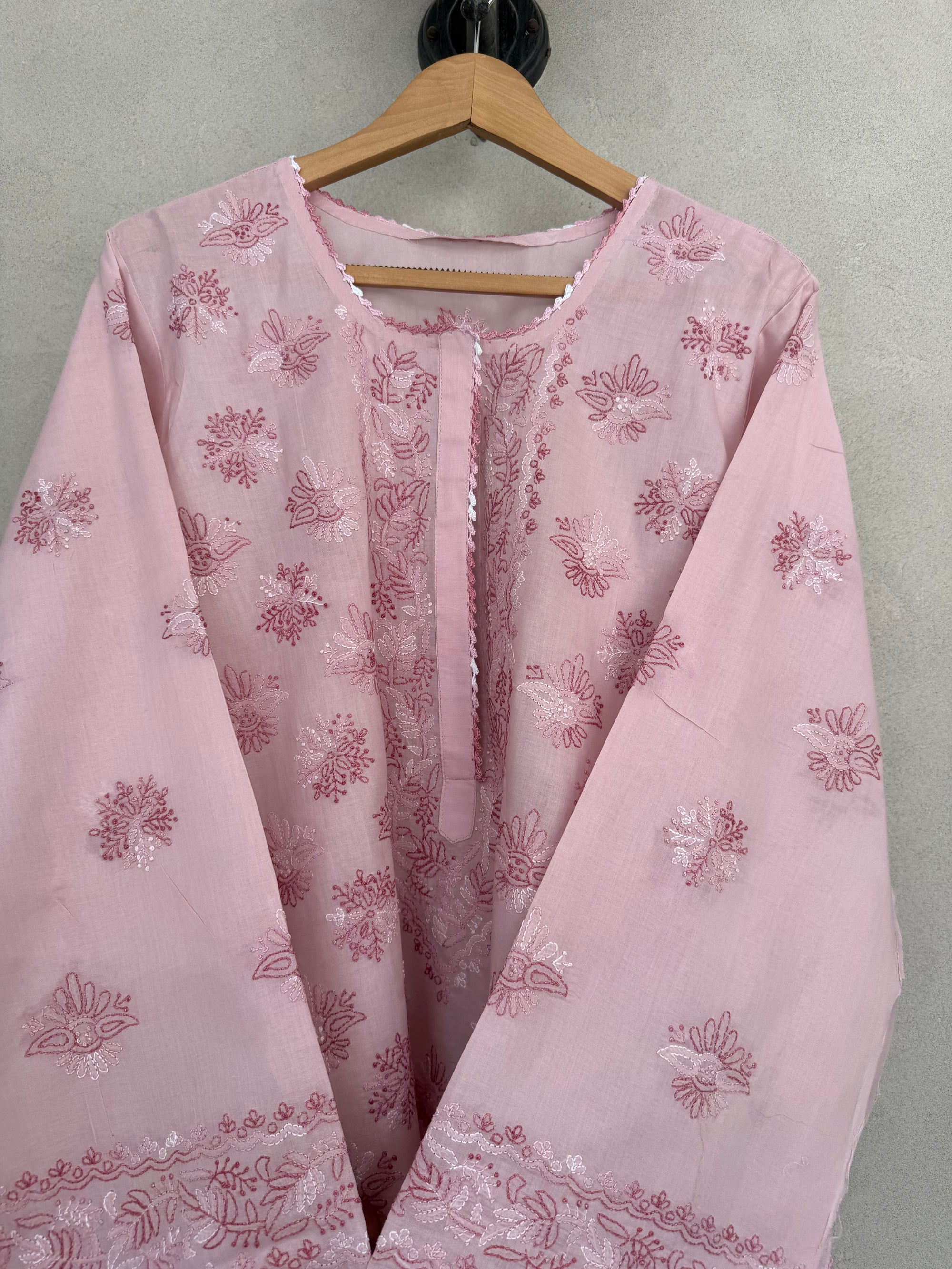Pink and Mauve hand embroidered kurta
