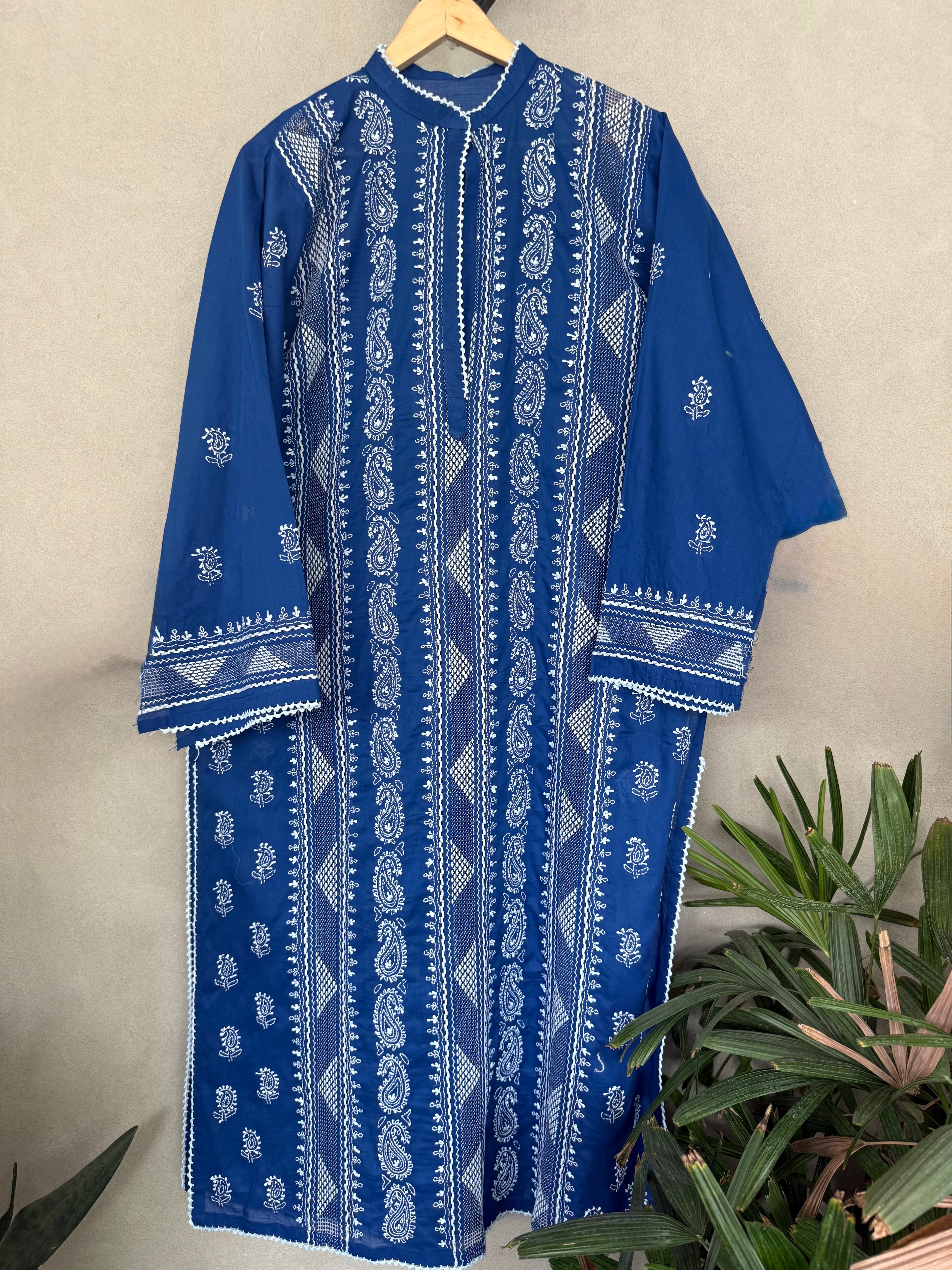 Dark blue tarkashi kurta