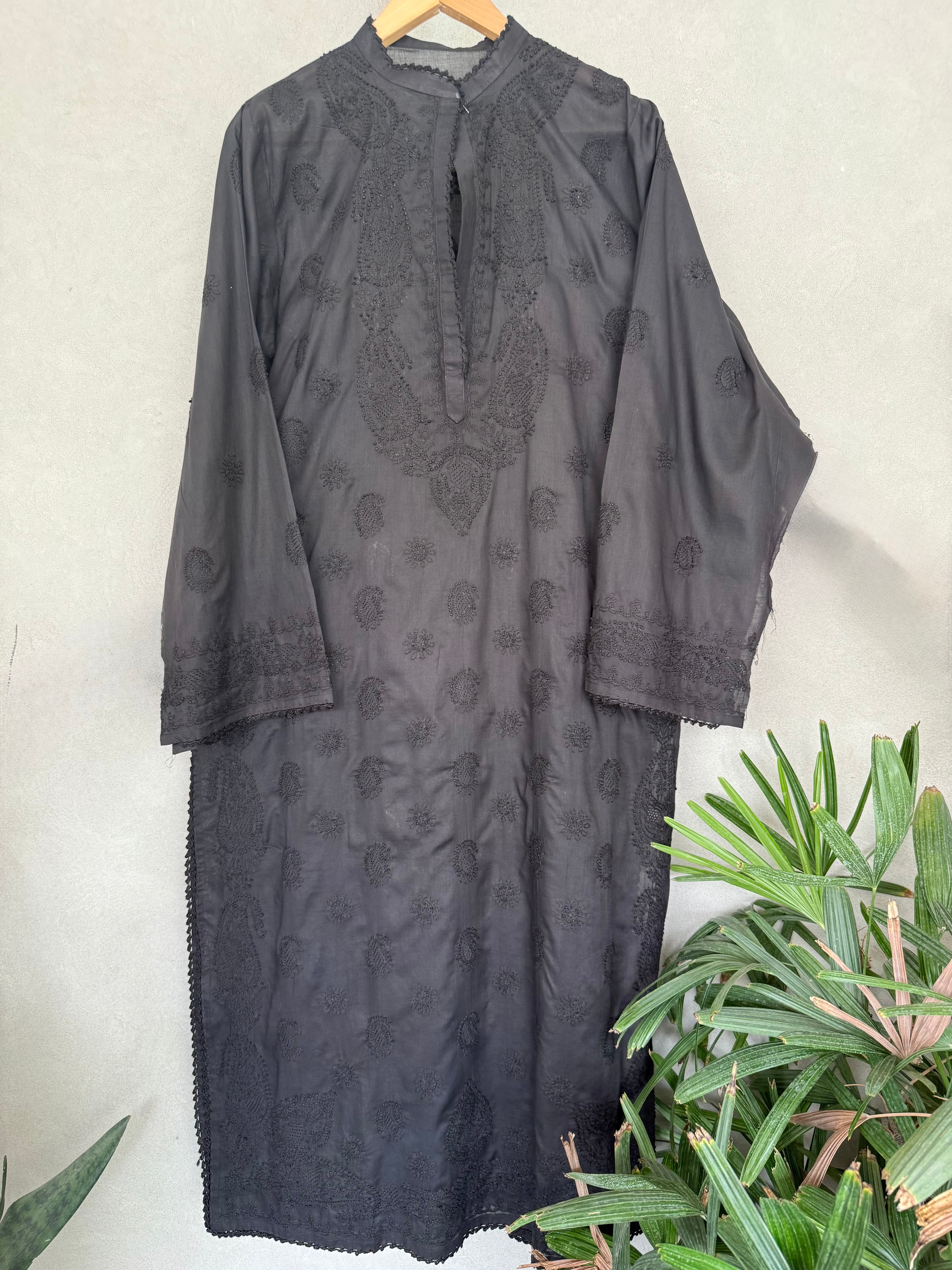 Black hand embroidered kurta