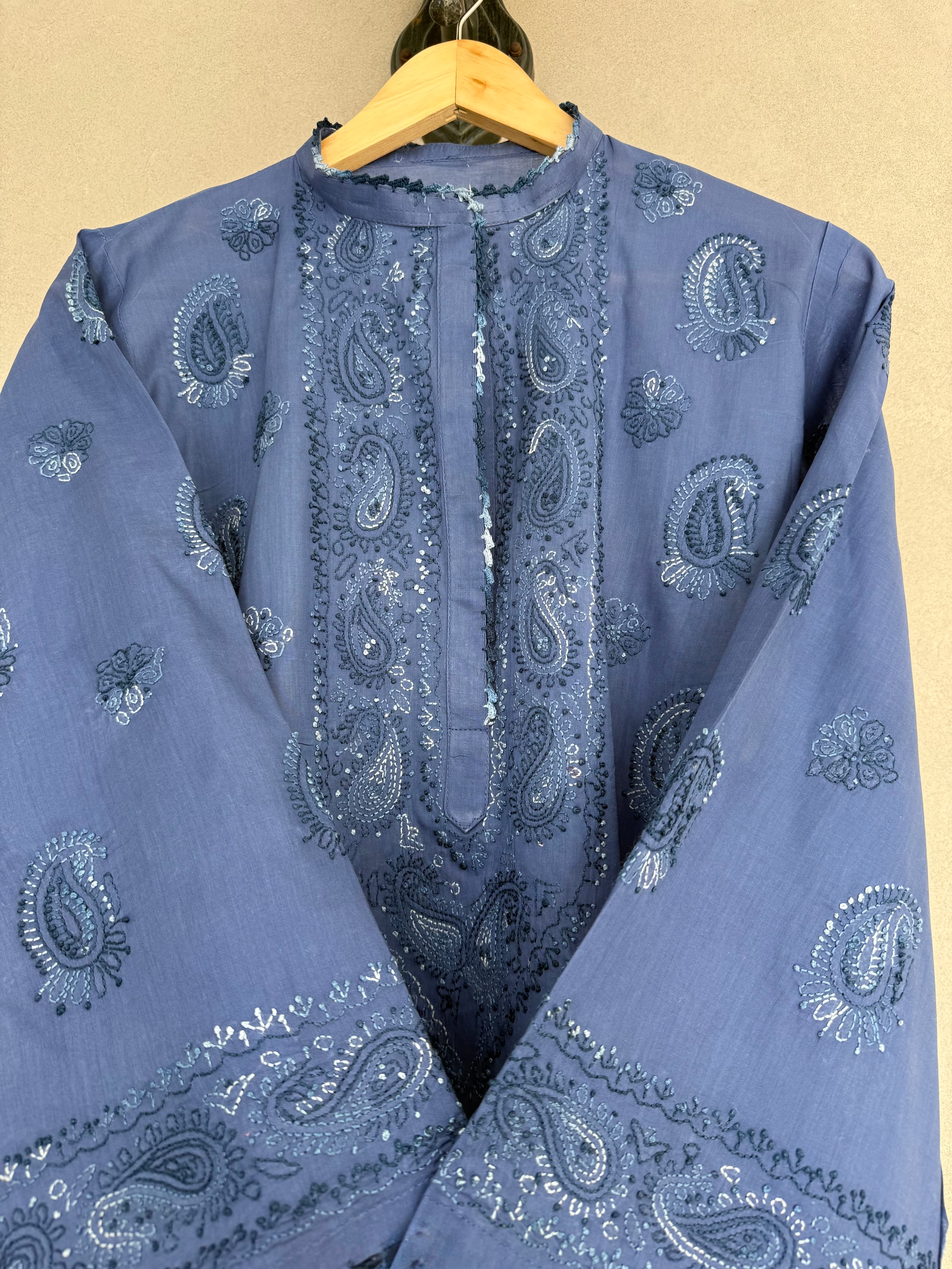 Dark Blue Hand Embroidered Kurta