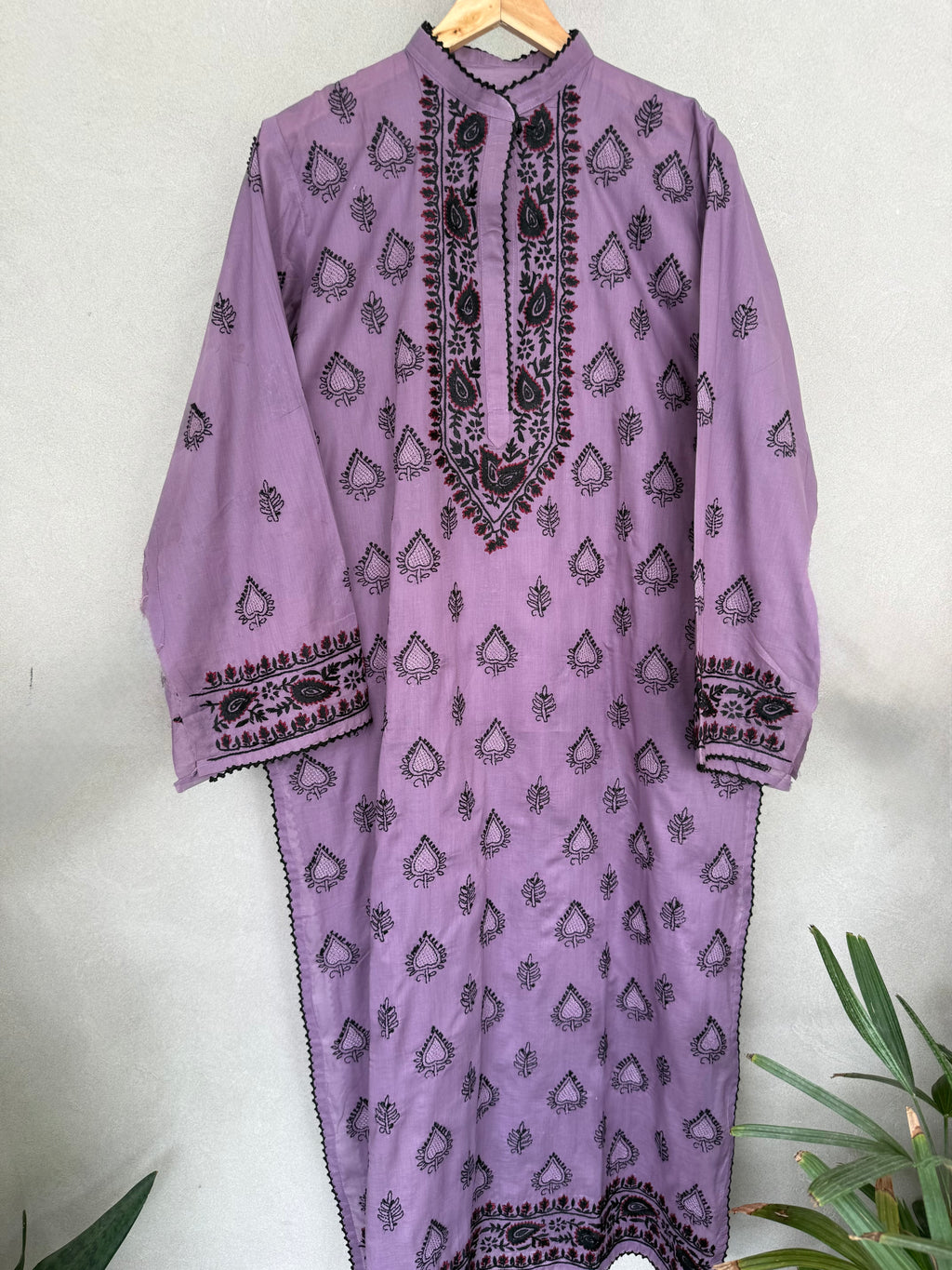 Purple kashmiri hand embroidery kurta