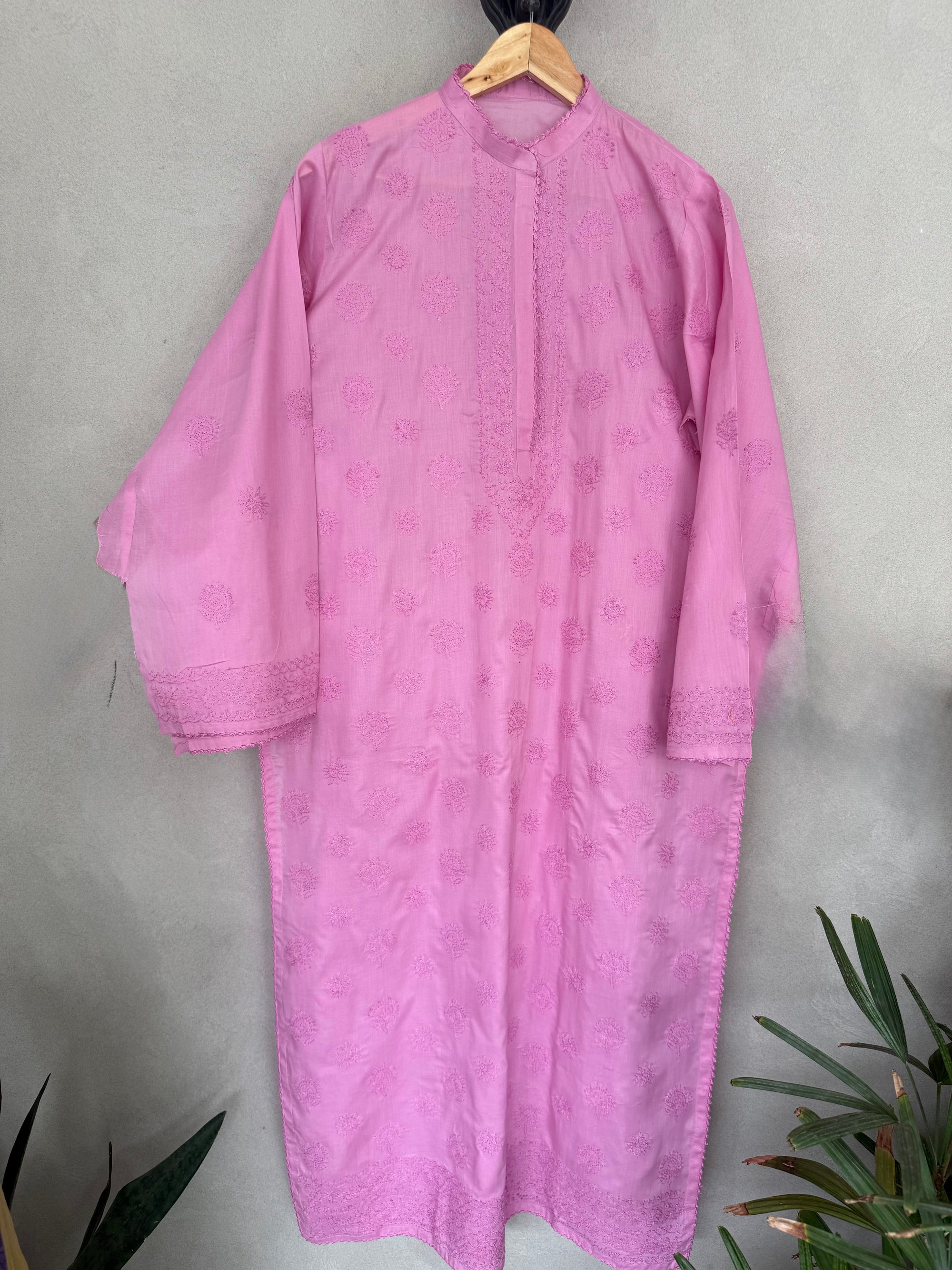 Lilac Hand embroidered kurta