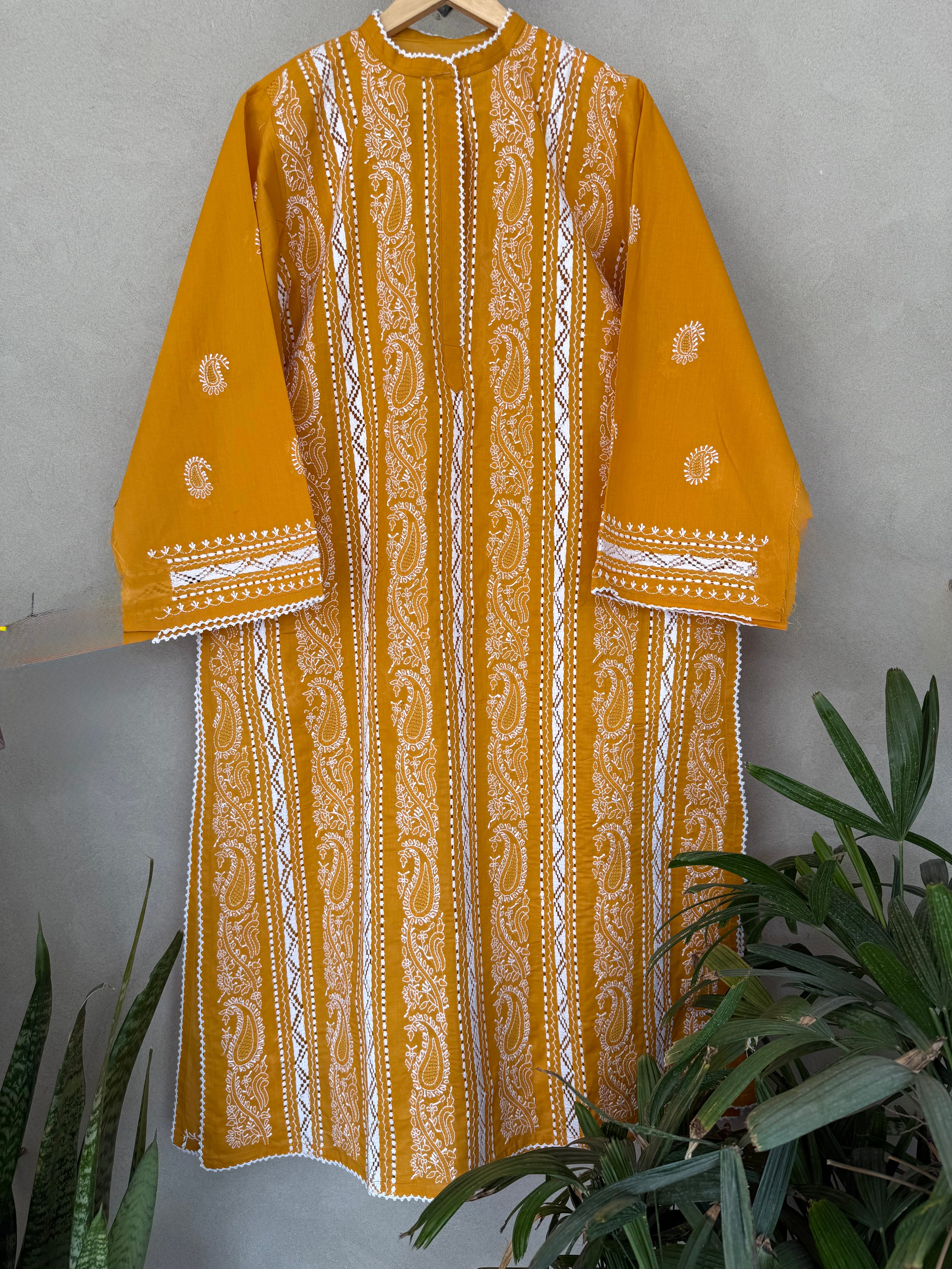 Mustard Tarkashi Kurta